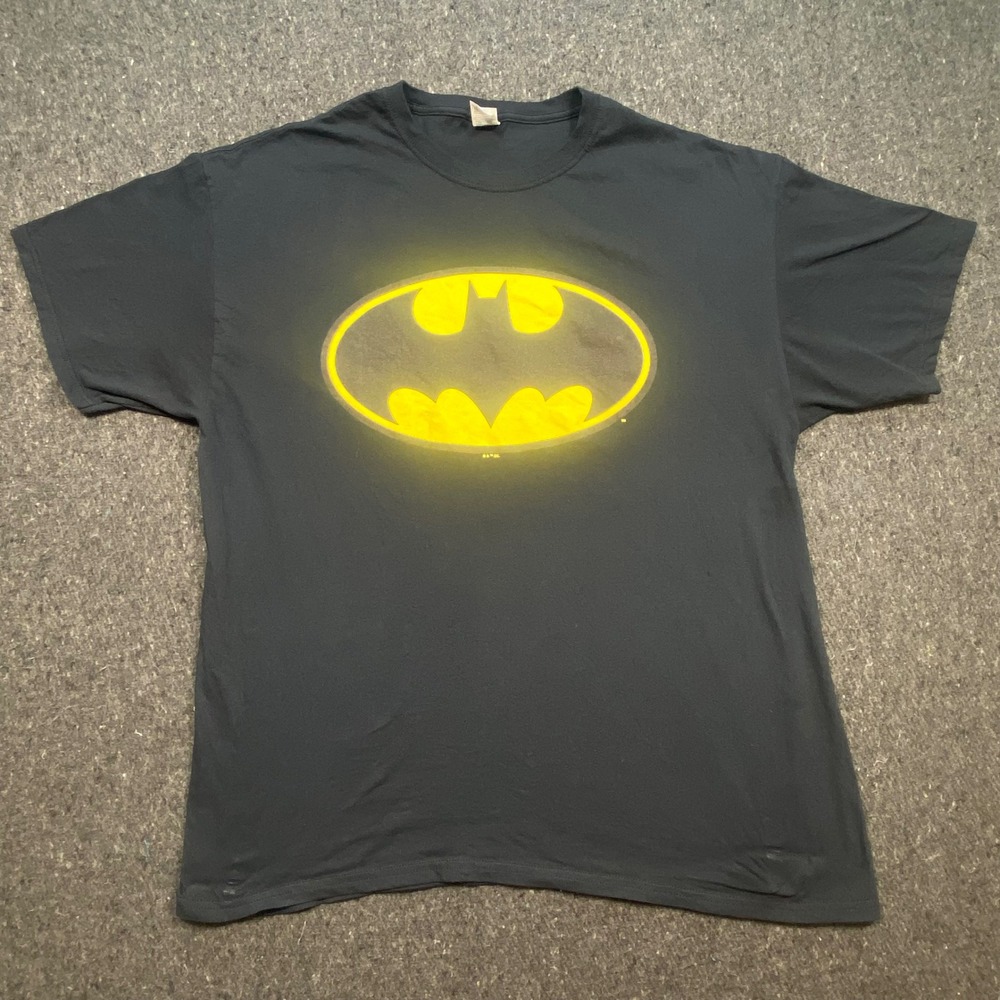 Fruit of the‎ Loom Batman Mens XL Black Graphic Tee DC Comics Logo T-Shirt XL